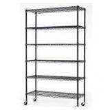 carbon steel rack with 6 shelf black