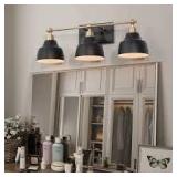 modern 3 light bathroom vanity linear black brass color