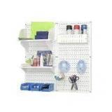 crafting kit with white shelf