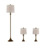 Table Lamps- Set of Mid-Century Modern Bronze Metal Flared Trumpet Base with LED Light Bulbs Included by Lavish Home- Retail:$147.99