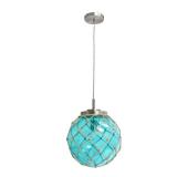 Aqua Elegant Designs Buoy Netted Brushed Nickel Coastal Ocean Sea Glass Pendant with Natural Rope Retail $96.99