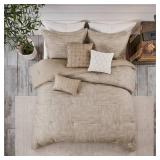 King 7pc Kelan Printed Seersucker Comforter Set Taupe