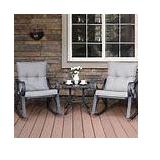 COSIEST Outdoor 3 Piece Bistro Set Rocking Chairs w Warm Gray Cushions- Retail:$288.49