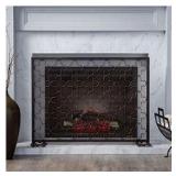 Metal Fire Screen, Clover Design, 40.75x29.5 Inches