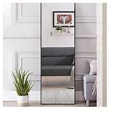 Rectangle Mirror, 72x35 Inch, Black Metal Frame