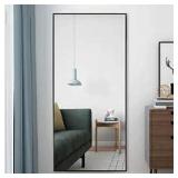 Neutypechic Wall Mounted Mirror, 20x59 Inches, Black Metal Frame