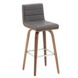 Armen Living PU Leather Walnut Swivel Barstool