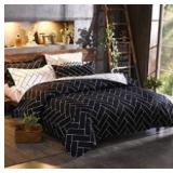 Black Geometric Duvet Cover Set Twin XL Black