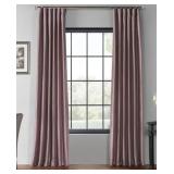 Exclusive Fabric Furnishings Vintage Textured Faux Dupioni Silk Curtain Collection, Pole Pocket With Back Tabs, 50"x84", Purple Smoke