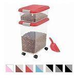 IRIS USA Airtight Pet Food Container Combo, 1 Container With 2 Lids, Garnet Red/Pearl