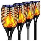 Solar Powered Yard Lamps, Black, Set Of 4