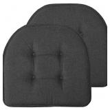 Sweet Home Collection Chair Cushion Memory Foam Pads Tufted Slip Non Skid, Gray