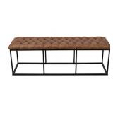Amrah Home Montague Tan Leather Tufted Bench, 127x56x43cm