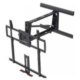 Monoprice Above Fireplace Mantel Pull-Down Full-Motion Articulating TV Wall Mount Bracket For LED TVs 55in to 100in, Max Weight 143 lbs, VESA Patterns Up to 800x600, Rotating, Height Adjustable, Black