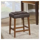 Homepop Leatherette Square Tufted Backless Counter Height Stool 24-inch Chocolate
