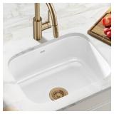 KRAUS Pintura 23-inch 16 Gauge Undermount Single Bowl Enameled Steel Kitchen Sink in White