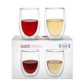 Epare Wine Glasses, Insulated Stemless Tumbler Set of 2 (13oz, 390ml)