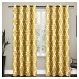 Exclusive Home Curtains Ironwork Sateen Woven Room Darkening Blackout Grommet Top Curtain Panel Pair, 52x84, Sundress Yellow