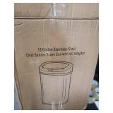 13 Gallon Stainless Steel Oval Trash Can with Lid and AC Adapter