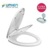 Potty Training Seat â Ideal 2 in 1 Toilet Seat For Toddlers & Adultsâ Space Saving Solution For Kids Potty Trainingâ Easy To Install Convertible Toilet Seat Elongated, White, Free Soap 