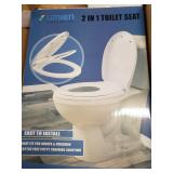 Potty Training Seat â Ideal 2 in 1 Toilet Seat For Toddlers & Adultsâ Space Saving Solution For Kids Potty Trainingâ Easy To Install Convertible Toilet Seat Elongated, White, Free Soap 