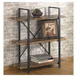 O&K Furniture 3 Tier Vintage Brown Bookcase