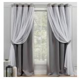 Exclusive Home Curtains Catarina Layered Solid Blackout and Sheer Grommet Top Curtain Panel Pair, 52" x 108"