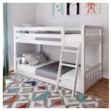 Max & Lily Twin over Twin Low Bunk Bed, White- Retail:$699.99