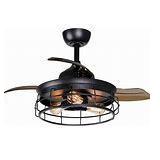 Industrial 36-inch Black 3-Blade Ceiling Fan with Light Kit - 36-in- Retail:$169.99