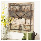 Aspire Weston Square Large Clock 27.5 Inch Farmhouse Wall DÃ©cor, Multicolor