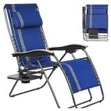 Portal Oversize XL Zero Gravity Chair, Adjustable Patio Lounge Recliner with Headrest Cup Holder Support 350lbs, Blue