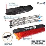 Zicon Portable Tennis Net,Stainless Steel Poles Badminton Net Set Adjustable Height Nylon Net with Carry Bag, for Kids Volleyball, Pickleball,Soccer, Indoor, Outdoor Court, Backyard, Beach, Driveway