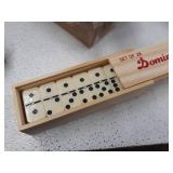 Dominoes Set- 28 Piece Double-Six Ivory Domino Tiles Set, Classic Numbers Table Game with Wooden Carrying/Storage Case by Hey! Play! (2-4 Players) , Brown