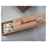 Dominoes Set- 28 Piece Double-Six Ivory Domino Tiles Set, Classic Numbers Table Game with Wooden Carrying/Storage Case by Hey! Play! (2-4 Players) , Brown