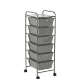 Urban Shop 6 Drawer Rolling Storage Cart, Grey