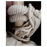 EverKing Hanging Rope Hammock Chair Porch Swing Seat, Large Hammock Net Chair Swing, Cotton Rope Porch Chair for Indoor, Outdoor, Garden, Patio, Porch, Yard - 2 Seat Cushions Included (White)