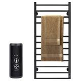 JSLOVE Towel Warmer Wall Mounted Heated Towel Racks for Bathroom, Stainless Steel Hot Towel Rack with Timer (12 Bars Matte Black)