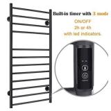 JSLOVE Towel Warmer Wall Mounted Heated Towel Racks for Bathroom, Stainless Steel Hot Towel Rack with Timer (12 Bars Matte Black)