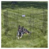 MidWest Foldable Metal Dog Exercise Pen / Pet Playpen. Black w/ door, 24"W x 36"H