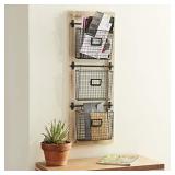 Deco 79 Farmhouse Metal Holder Wall Mounted Rack for Magazines, Books, Newspapers, Bathroom, Family Room, Office, Den, 14" L x 4" W x 36" H, Black/Brown