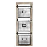 Deco 79 Farmhouse Metal Holder Wall Mounted Rack for Magazines, Books, Newspapers, Bathroom, Family Room, Office, Den, 14" L x 4" W x 36" H, Black/Brown