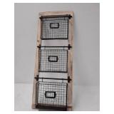 Deco 79 Farmhouse Metal Holder Wall Mounted Rack for Magazines, Books, Newspapers, Bathroom, Family Room, Office, Den, 14" L x 4" W x 36" H, Black/Brown