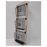 Deco 79 Farmhouse Metal Holder Wall Mounted Rack for Magazines, Books, Newspapers, Bathroom, Family Room, Office, Den, 14" L x 4" W x 36" H, Black/Brown