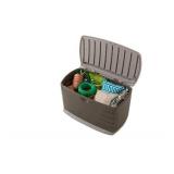 Rubbermaid Medium Resin Weather Resistant Outdoor Garden Storage Deck Box, Sandstone