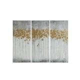 Madison Park Wall Art Living Room Decor - Embelished Gold Foil Triptych Canvas Home Accent Dining, Bathroom Decoration, Ready to Hang Painting for Bedroom, 15" x 35", Evening Forest Grey 3 Piece