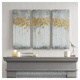 Madison Park Wall Art Living Room Decor - Embelished Gold Foil Triptych Canvas Home Accent Dining, Bathroom Decoration, Ready to Hang Painting for Bedroom, 15" x 35", Evening Forest Grey 3 Piece