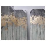 Madison Park Wall Art Living Room Decor - Embelished Gold Foil Triptych Canvas Home Accent Dining, Bathroom Decoration, Ready to Hang Painting for Bedroom, 15" x 35", Evening Forest Grey 3 Piece