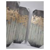 Madison Park Wall Art Living Room Decor - Embelished Gold Foil Triptych Canvas Home Accent Dining, Bathroom Decoration, Ready to Hang Painting for Bedroom, 15" x 35", Evening Forest Grey 3 Piece