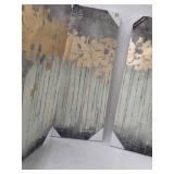 Madison Park Wall Art Living Room Decor - Embelished Gold Foil Triptych Canvas Home Accent Dining, Bathroom Decoration, Ready to Hang Painting for Bedroom, 15" x 35", Evening Forest Grey 3 Piece