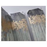 Madison Park Wall Art Living Room Decor - Embelished Gold Foil Triptych Canvas Home Accent Dining, Bathroom Decoration, Ready to Hang Painting for Bedroom, 15" x 35", Evening Forest Grey 3 Piece